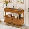 Bella Depot Curved 43'' Wood Console Table with 3 Drawers, Narrow Entry Table Sofa Table with Storage Shelf and Solid Wood Legs - 3 of 4