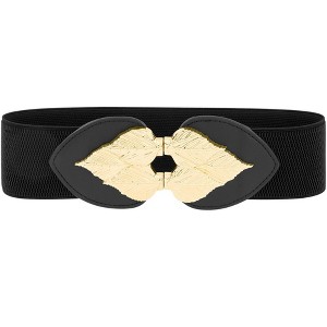 INSPIRE CHIC Women's Golden Leaf Stretchy Fashion Vintage Elegant Elastic Waist Belts 1 Pc - 1 of 4