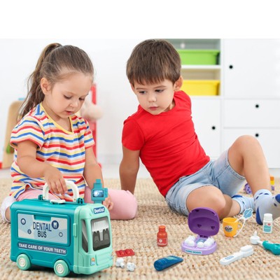 Coucheta 3-In-1 Bus-Shaped Dentist Kit, Pretend Play Dentist Set, Fun Dental for Boys & Girls, Christmas Birthday Gift