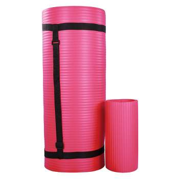 BalanceFrom All-Purpose 1/2 In., High Density Foam Exercise Yoga Mat  Anti-Tear with Carrying Strap, Pink