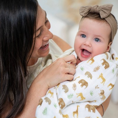Tanzania Animal Print Cotton Muslin Reversible Baby Blanket