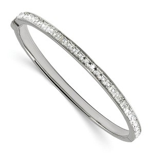 Black Bow Jewelry 5mm Stainless Steel & White Crystal Hinged Bangle, 7.25 Inch - 1 of 4