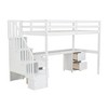 NicBex Twin Size Bunk Bed with Desk Loft Bed Pine Bed Frame with Drawers, Storage Stairs and Full Length Guardrail, No Box Spring Required, White - image 3 of 4