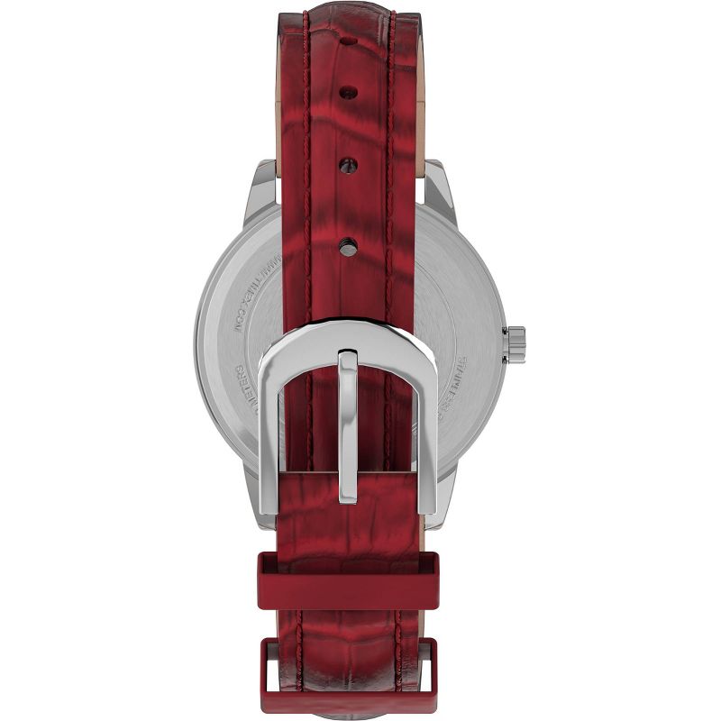 Women&#39;s Timex Easy Reader  Watch with Leather Strap - Silver/Red TW2P68700JT, 3 of 4