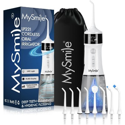 LP221 UVC Sterilizable Cordless Water Flossers for Teeth 335ML Portable OLED Display Dental Flosser with 4 Modes 8 Jet Tips