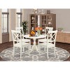 HomeStock 5-Piece Linen White Finish Solid Wood Top Dining table with 4-Chairs with Drop Leaf Lattice Back - 2 of 4