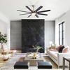 Wanze of Ocean 52 in. Modern Nickel Indoor Solid Wood Black Blades Downrod Mount Ceiling Fan with 3-Color Dimmable Light and 3 Downrods - 2 of 4