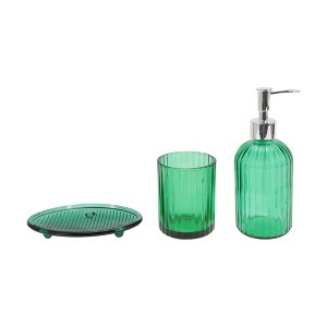 Unique Bargains Durable Vertical Stripes Bathroom Accessories Kit 1 Set - 1 of 4