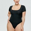 Women's Bodysuit Tummy Control Seamless Short Sleeve Body Suit Shapewear Thong Square Neck Body Sculpting Shaper - 3 of 4
