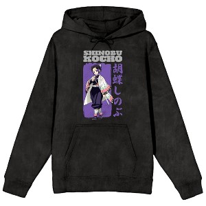 Demon Slayer Shinobu Kocho Purple Kanji Men’s Black Graphic Hoodie - 1 of 2
