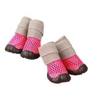 6-9 catties 1 Count 4 Pcs Pet Shoes, Dog Summer Breathable Mesh Boots, Dog Paws Protector Elastic Soft-Soled Booties, Pet Puppy Teddy Anti-Slip Shoes - 1 of 4