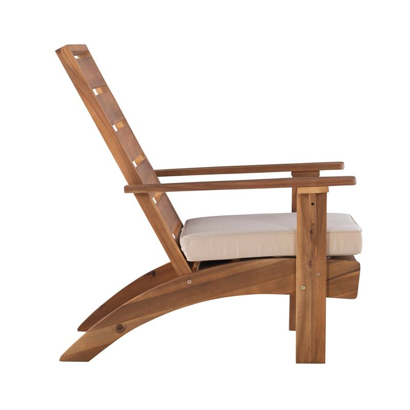 Rockport Brown Acacia Outdoor Chair with Beige Cushions