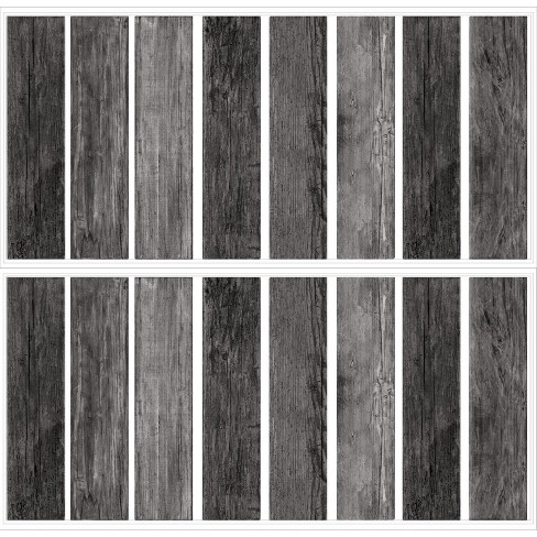 RoomMates Distressed Barn Wood Plank Peel And Stick Wallpaper Black - image 1 of 4