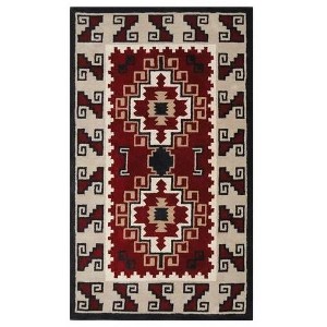 HomeRoots 5' X 8' Red and Beige Southwestern Hand Tufted Non Skid Area Rug - 1 of 4
