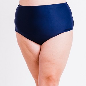 Calypsa Women's Plus Size High Waisted Full Coverage Bikini Bottom - 1 of 4
