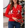 Women's Long Sleeve Cropped Cardigan Ugly Christmas Sweater Open Front Embroidery Knit Button Down Cardigans Cropped - 4 of 4