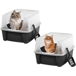 IRIS USA IRIS USA Open Top Cat Litter Tray with Scoop and Scatter Shield, Cat Litter Pan - 1 of 4