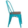 ADILE Metal Stackable Dining Chairs with Wood Seat, Teal-blue - 2 of 4