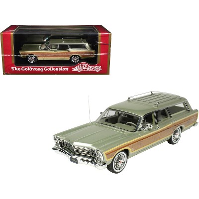 1967 Ford Country Squire Wagon Lime Gold Metallic with Woodgrain Sides and Green Interior 1/43 Model Car by Goldvarg Collection