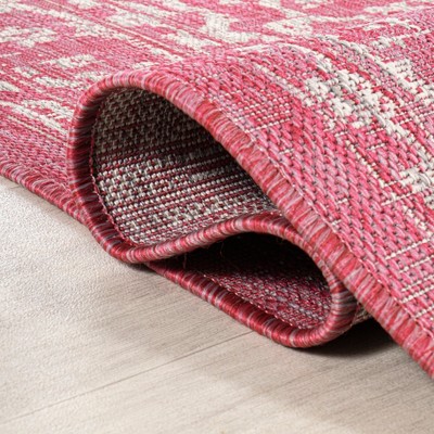 Fuchsia and Light Gray 9' x 12' Bohemian Medallion Rug