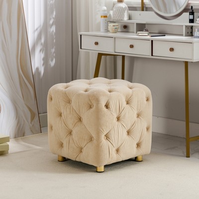 Birdrock Home Round Pink Faux Fur Foot Stool Storage Ottoman With Pale Gold  Legs : Target