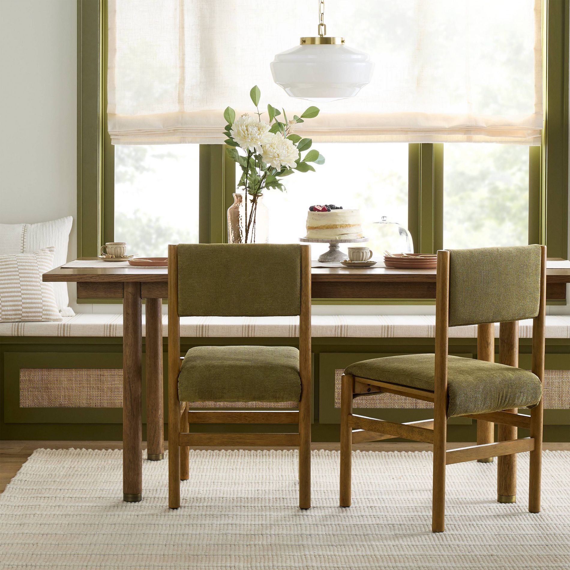 Dowel Leg Upholstered Armless Dining Chair - Olive - Hearth & Hand™ with Magnolia Furniture