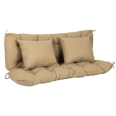 Aoodor 59" Tufted Porch Swing Cushions, Outdoor Swing Replacement Cushion 2-3 Seater with Backrest and 2 Pillows, Water and Fade Resistant