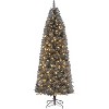 6Ft Pencil Christmas Tree, Slim Artificial Xmas Tree, Skinny Fake Flocked Pink Gradient, Holiday Decorations - 3 of 4