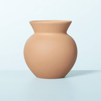 4" Round Ceramic Bud Vase with Flared Rim Light Brown - Hearth & Hand™ with Magnolia