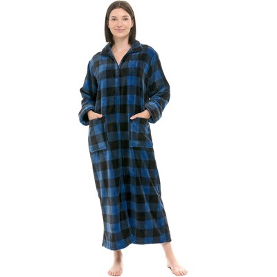ADR Women's Zip Up Robe Fleece Soft Warm Plush Oversized Zipper Bathrobe
