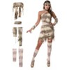 Joyfy Women's Mummy Costume Set with Asymmetrical Sleeves & Stockings | Bandage Print Dress & Accessories for Halloween Party, Cosplay - 2 of 4