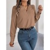 Coolmee Womens V Neck Long Sleeve Tops Dressy Casual Fall Shirts Puff Sleeve Loose Tunic Trendy Tops Blouses - 2 of 4