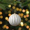 Northlight 4" Glittered White and Gold Striped Glass Christmas Ball Ornament - image 2 of 4