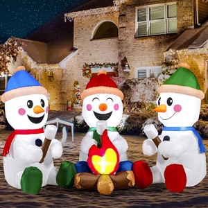 6 FT Long Christmas Inflatable Snowman with Campfire,with Built-in LEDs. - 1 of 4
