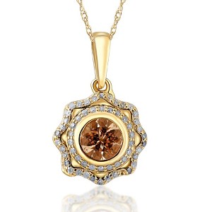 Pompeii3 1Ct Morganite & Natural Diamond Vintage Double Halo Pendant 14K Yellow Gold - 1 of 3