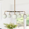 LNC Aladarimostinin 5-Lights 30.7" Wagon Wheel Oversized Chandelier, Brushed Black and Polished Gold with Opal Glass - 2 of 4