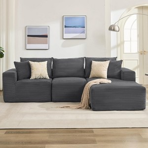 Coucheta 109" Cloud Sofa L-Shaped Sectional, Frameless Couch & ,Skin-Friendly Corduroy Fabric for Living Room, Left/Right Facing Chaise - 1 of 4