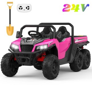 Garvee 24V 4WD 6-Wheel Ride On Dump Truck for Kids, 2-Seater Electric Truck with Remote Control, Motorized Dump Bed, Shovel, LED Lights & Music - 1 of 4