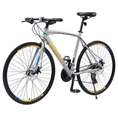 VisioGear Bicycles, 700c Road Bike 24 Speed, City Commuter Bicycle for Men Women, Silver, 67.32"*14.56"*39.37"