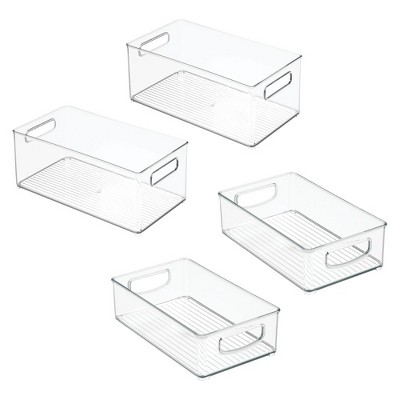 mDesign Plastic Kitchen Food Storage Organizer Bin, 4 Piece Set - Clear