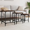 vidaXL 3-Piece Nesting Coffee/Side Table Set - Smoked Oak Engineered Wood with Metal Frame for Living Room, Bedroom, Office - 2 of 4