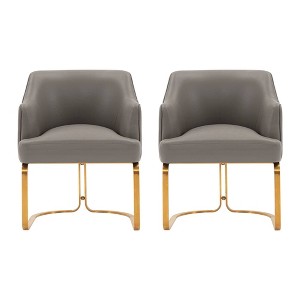 Manhattan Comfort Set of 2 Raya Modern Leatherette Upholstered Dining Armchairs - 1 of 4