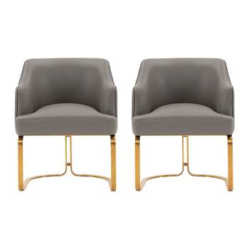 Set of 2 Edra Modern Leatherette Upholstered Dining Armchairs Taupe - Manhattan Comfort