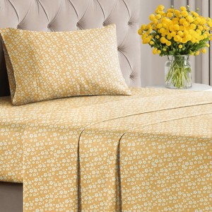Luxuriously Soft 4-Piece Floral Sheet Set - Wrinkle-Resistant, Printed Pattern - CGK Linens - 1 of 4