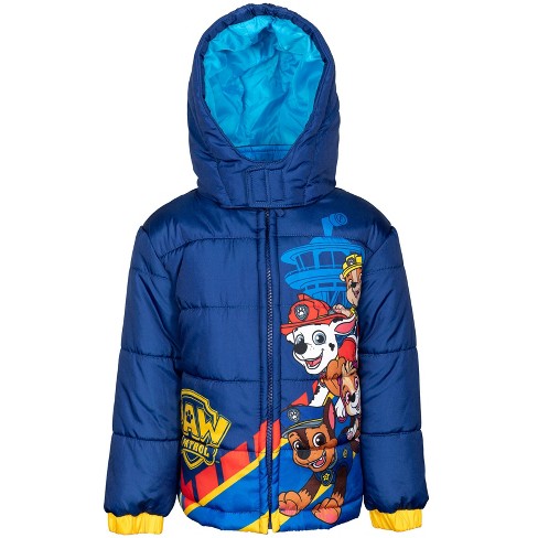 Paw Patrol Rubble Marshall Chase Zip Up Winter Coat Puffer Jacket ...