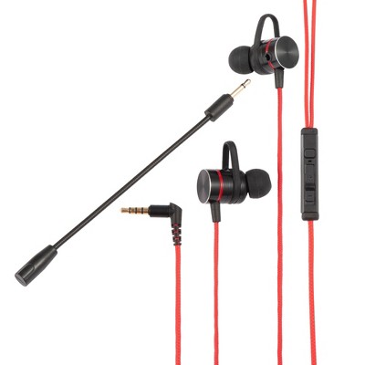 Insten 3.5mm Wired Gaming In-Ear Headset with Microphone - Earbuds & Earphones for Phone Games, PS4, PS5, PC, Xbox & Nintendo Switch, Black/Red