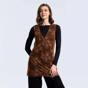 Top Túnica con Encaje y Escote en V para Mujer - A New Day™