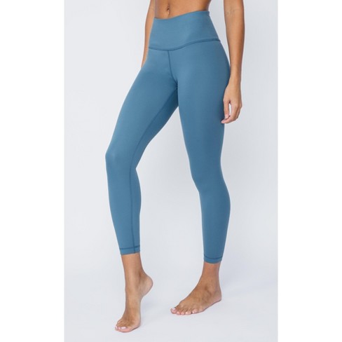 Yogalicious High Rise Squat Proof Criss Cross Ankle Leggings - Blue Fusion  - Medium