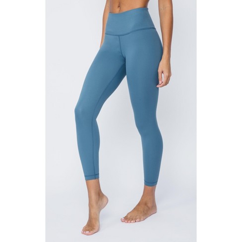 Yogalicious High Rise Squat Proof Criss Cross Ankle Leggings - Blue Fusion  - Small