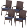 Outsunny Stackable Outdoor Dining Chairs, Cushioned Patio Wicker Dining Chairs - 4 of 4